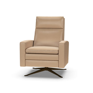 American Leather Simon Re-Invented Swivel Recliner Chair in Bison Champagne