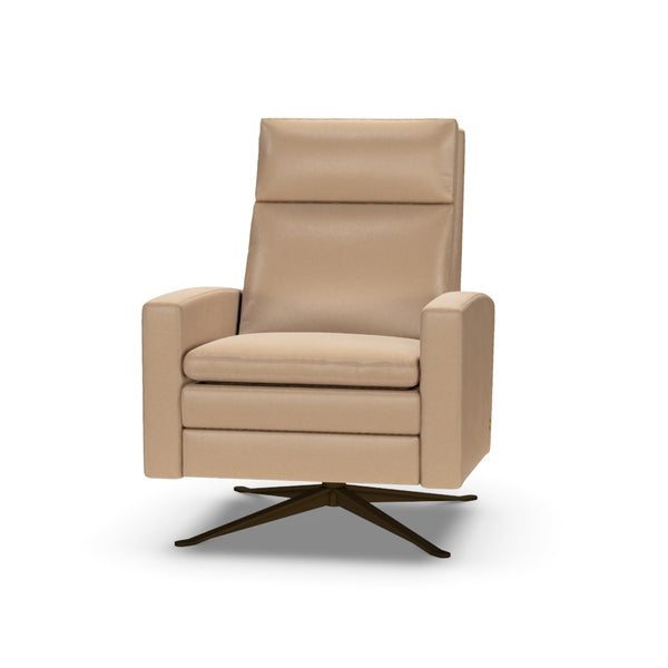 American Leather Simon Re-Invented Swivel Recliner Chair in Bison Champagne