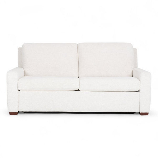 American Leather Lyons 69 Apollo Dakota Cream Fabric Twin Loveseat Sleeper with Mink Finish