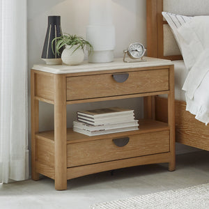 Parker House Escape Glazed Natural Oak 2-Drawer Nightstand with Stone Top