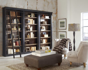 Martin Furniture Toulouse Aged Ebony Three Bookcases with Ladder Set