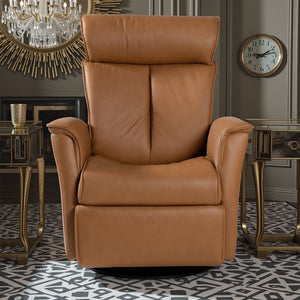 IMG Duke Dual Power Leather Large Relaxer Recliner in Nature