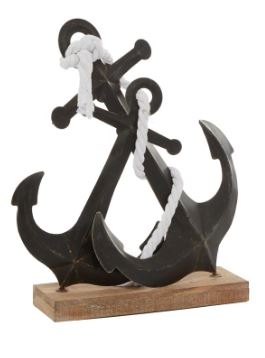 UMA Home Decor Black Metal Anchor Sculpture 15X5X16