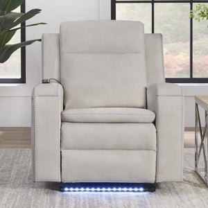 Parkerhouse Armstrong Fabric Poiwer Recliner with Heat, Massage & Auto-Glide Buffy Cream