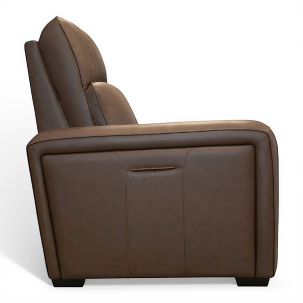 Flexsteel Sense Italian Leather Power Recliner with Power Headrest, Lumbar & Pulse in Espresso