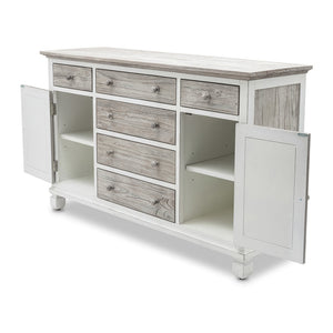 Seawinds Islamorada Clean White & Grey 6-Drawer 2-Door Dresser