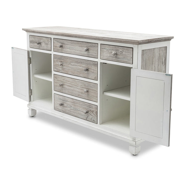 Seawinds Islamorada Clean White & Grey 6-Drawer 2-Door Dresser