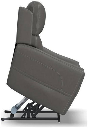 Carter Smoke Fabric Power Lift Recliner with Power Headrest, Lumbar, Heat & Massage
