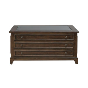 Liberty Furniture Arden Road Square Collector Cocktail Table in Satin Cherry