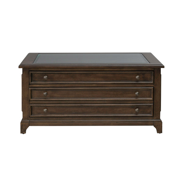 Liberty Furniture Arden Road Square Collector Cocktail Table in Satin Cherry