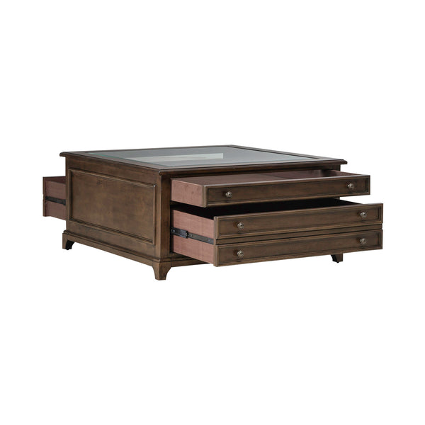 Liberty Furniture Arden Road Square Collector Cocktail Table in Satin Cherry
