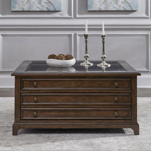 Liberty Furniture Arden Road Square Collector Cocktail Table in Satin Cherry