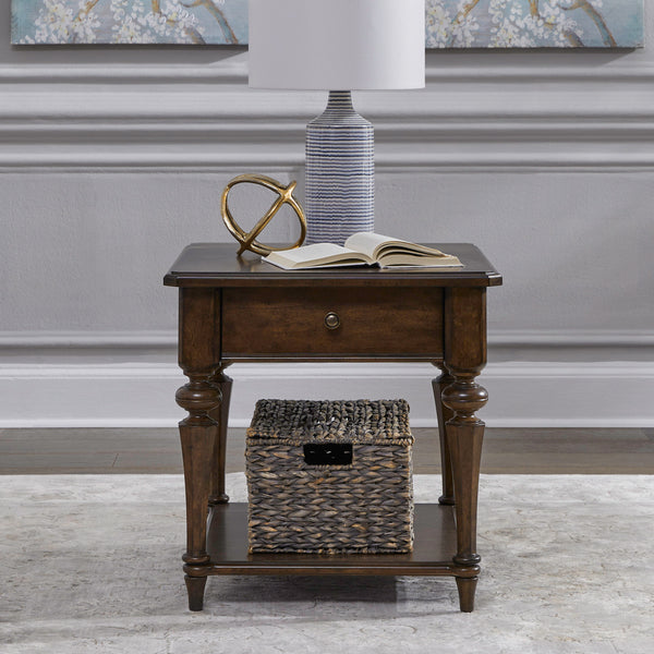 Liberty Furniture Arden Road Drawer End Table in Satin Cherry
