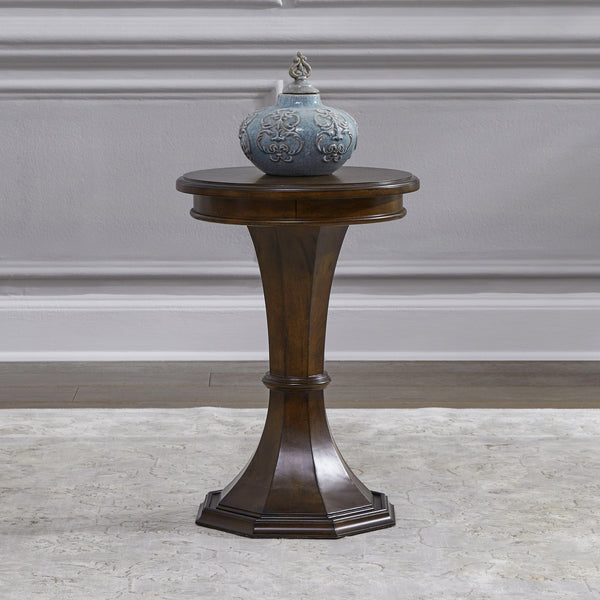 Liberty Furniture Arden Road Round Chairside Table in Satin Cherry