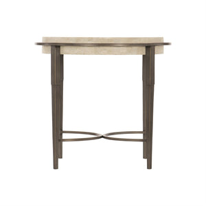 Bernhardt Barclay Antique Pewter Round Travertine Side Table