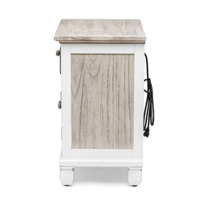 Seawinds Islamorada Clean White & Grey 1-Drawer 2-Door Electrified Coastal Nightstand
