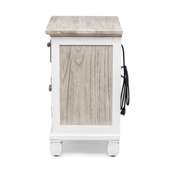 Seawinds Islamorada Clean White & Grey 1-Drawer 2-Door Electrified Coastal Nightstand