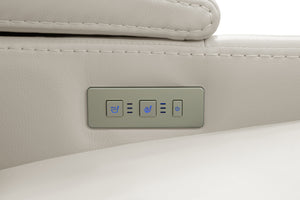 Moto Motion Harmony Console Loveseat with Home Theater & Multi Media & Air Massage & 3-Zone Heating & Zero Gravity In Sorrento Dove Leather