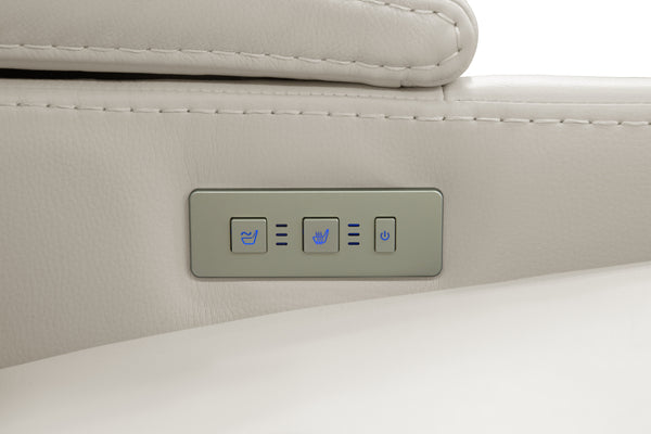 Moto Motion Harmony Console Loveseat with Home Theater & Multi Media & Air Massage & 3-Zone Heating & Zero Gravity In Sorrento Dove Leather