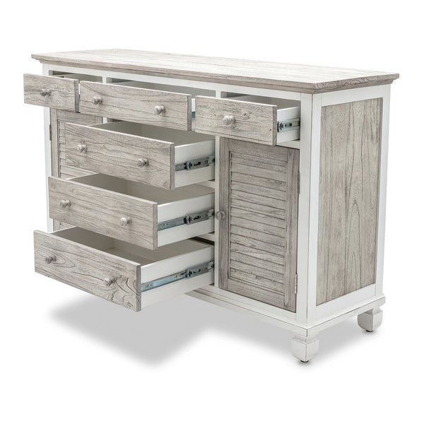Seawinds Islamorada Clean White & Grey 6-Drawer 2-Door Dresser