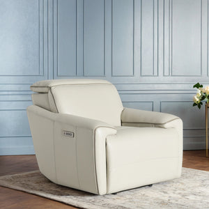Futura Onyx Beige Leather Power Recliner