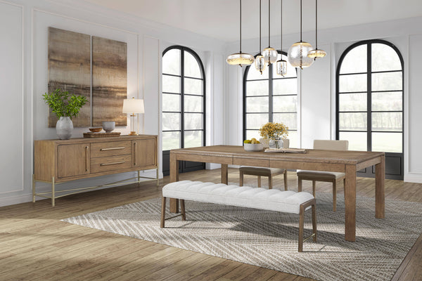 Heritage Serenity Leg Dining Table with Leaf & Rounded Waterfall Edges in Latte Finish