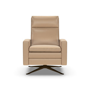 American Leather Simon Re-Invented Swivel Recliner Chair in Bison Champagne