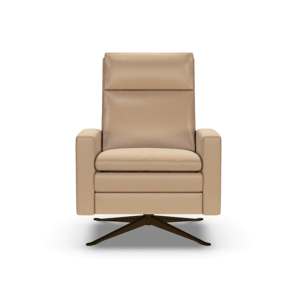 American Leather Simon Re-Invented Swivel Recliner Chair in Bison Champagne