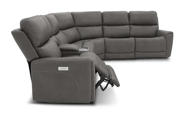 Flexsteel Latitudes Motion Carter Smoke Gray Power Fabric Sectional