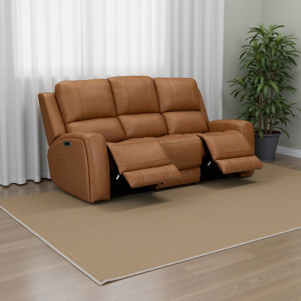 Parker House Belmont Lyric Caramel Leather Zero-Gravity Power Sofa