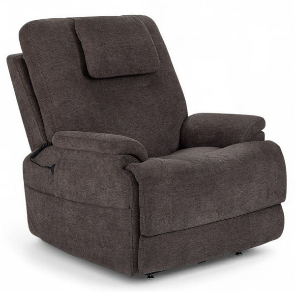 Flexsteel Zecliner Model 2+ Umber Fabric Power Lift Sleep Recliner with Power Headrest, Lumbar, Heat & Massage