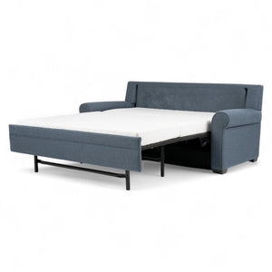 American Leather Gaines 84 Inch Tonic Indigo Fabric Queen Plus Comfort Sleeper with Mink Finish