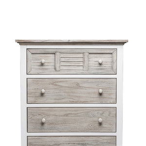 Seawinds Islamorada Clean White & Grey Distressed Grey 5-Drawer Chest