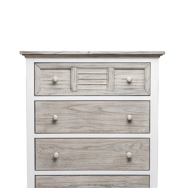 Seawinds Islamorada Clean White & Grey Distressed Grey 5-Drawer Chest