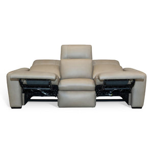 Flexsteel Sense Italian Leather Power Reclining Sofa with Power Headrest, Lumbar & Pulse in Greige