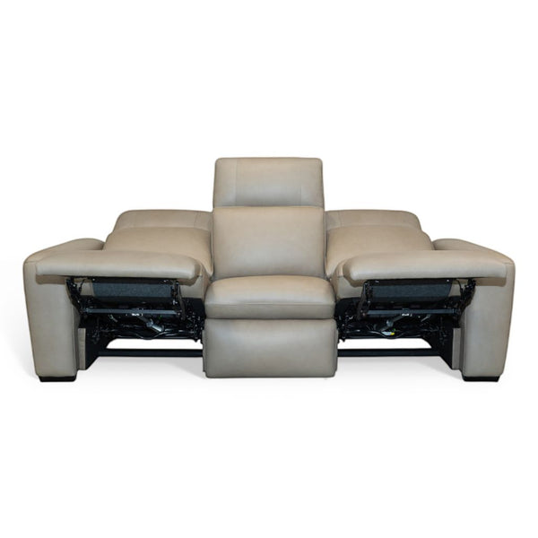 Flexsteel Sense Italian Leather Power Reclining Sofa with Power Headrest, Lumbar & Pulse in Greige