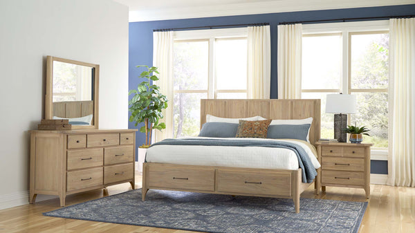 napa furniture aria king complete storage bed in natural sand
