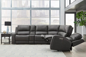 Parker House Belmont Autumn Fog Leather 6-Piece Zero-Gravity Modular Power Reclining Sectional