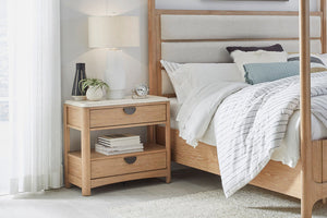 Parker House Escape Glazed Natural Oak 2-Drawer Nightstand with Stone Top