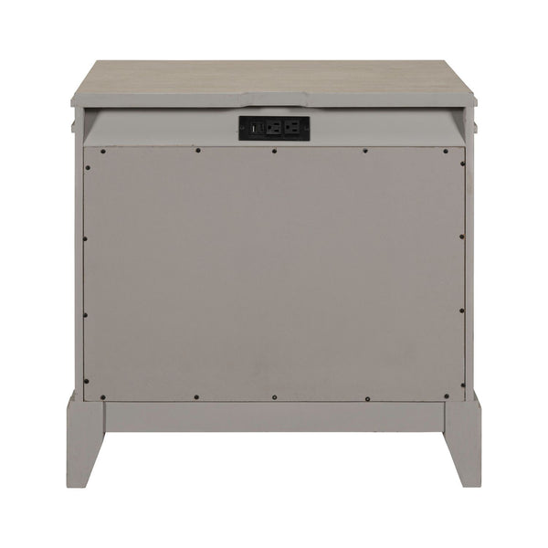 Liberty Furniture New Haven 2-Drawer Nightstand with Charging Station in Sanctuary White
