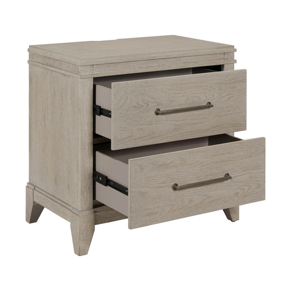 Liberty Furniture New Haven 2-Drawer Nightstand with Charging Station in Sanctuary White