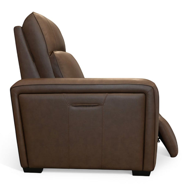 Flexsteel Sense Italian Leather Power Recliner with Power Headrest, Lumbar & Pulse in Espresso