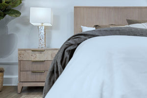 Seawinds Finn & Louise Manhattan Valley 3 Drawer Nightstand with Power and USB A + C. Mappa Burl Light