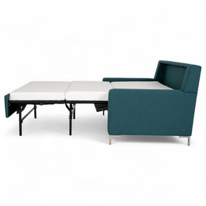 American Leather Bryson 69 Inch Pashmina Teal Fabric Full Comfort Sleeperwith Polished Nickel Finish