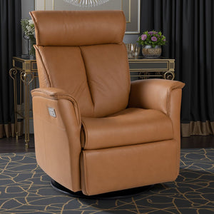 IMG Duke Dual Power Leather Large Relaxer Recliner in Nature