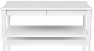 Heritage Coastal Breeze Living 4-Drawer Wood Top Cocktail Table with Casters in White Finish