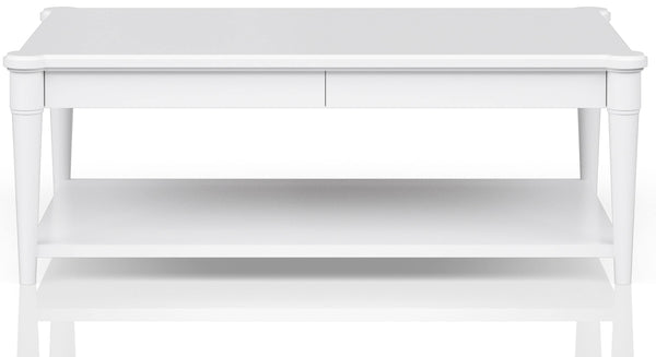 Heritage Coastal Breeze Living 4-Drawer Wood Top Cocktail Table with Casters in White Finish