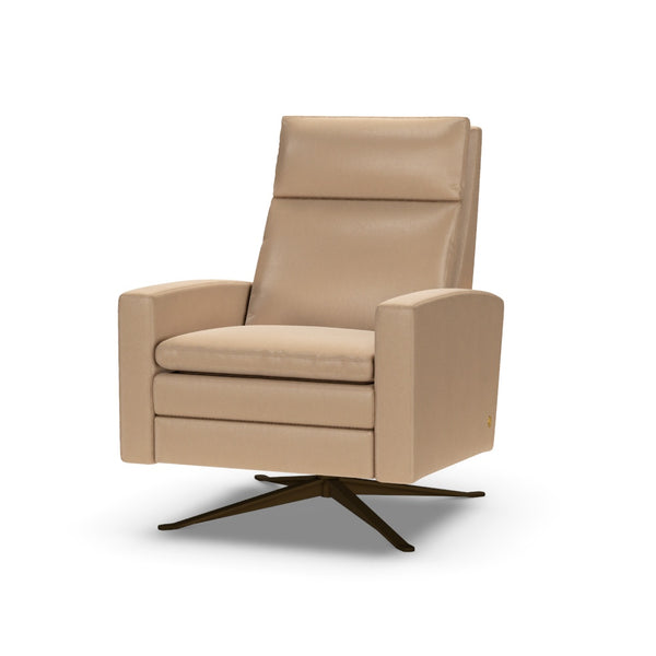 American Leather Simon Re-Invented Swivel Recliner Chair in Bison Champagne