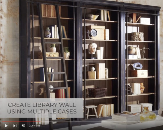 Martin Furniture Toulouse Aged Ebony Three Bookcases with Ladder Set