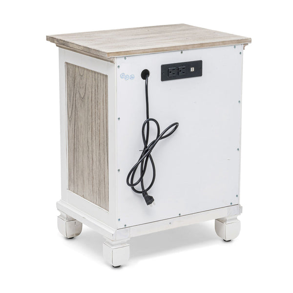 Seawinds Islamorada Clean White & Grey 1-Drawer 2-Door Electrified Coastal Nightstand